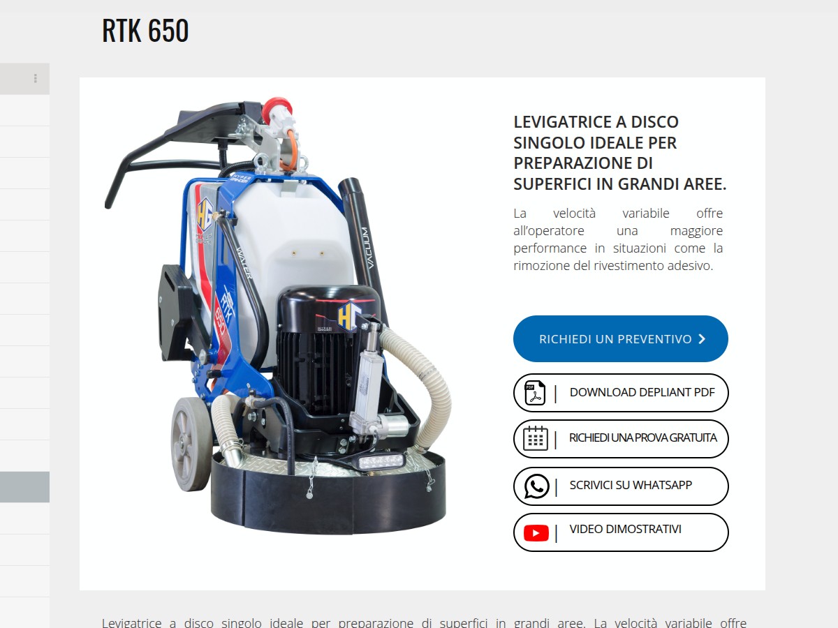 Levigatrice professionale per pavimenti Hyper Grinder RTK : potenza e precisione per grandi superfici